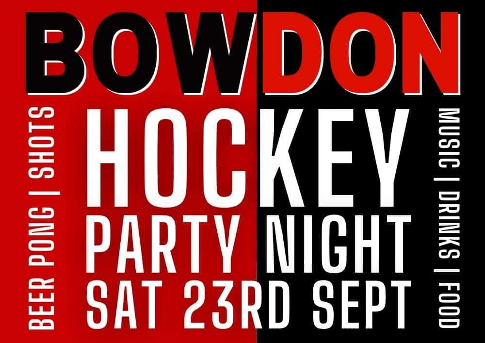 Bowdon Hockey Start of Season Party Night: Beer Pong, Shots, Food & Music. Saturday 23rd September 2023
